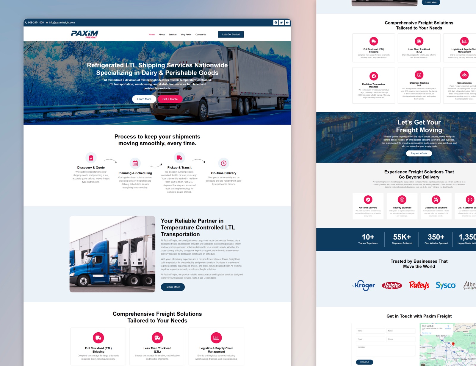 Paxim Freight website homepage screenshot
